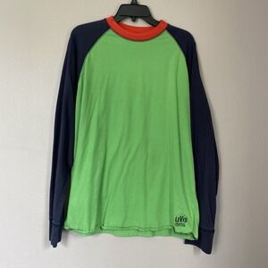 Levi Strauss Red Tab Long Sleeve Shirt Green Blue Men's Size‎ L